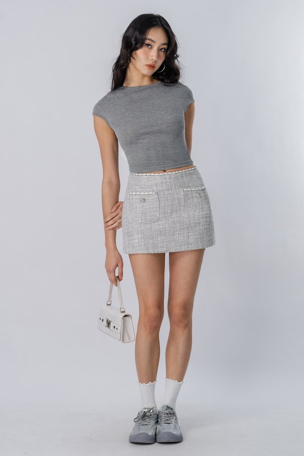 Amour Pocket Chain Skirt in Pearl Grey