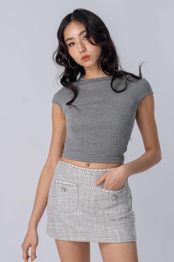 Amour Pocket Chain Skirt in Pearl Grey