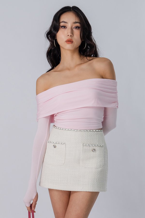 Amour Pocket Chain Skirt in Opine Ivory