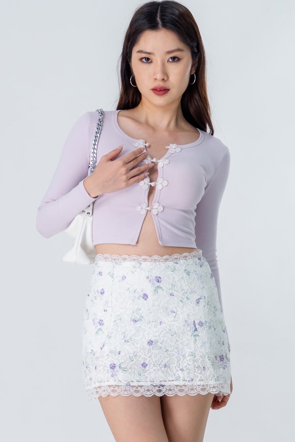 Panache Lace Trim Skirt in Lilac Lace