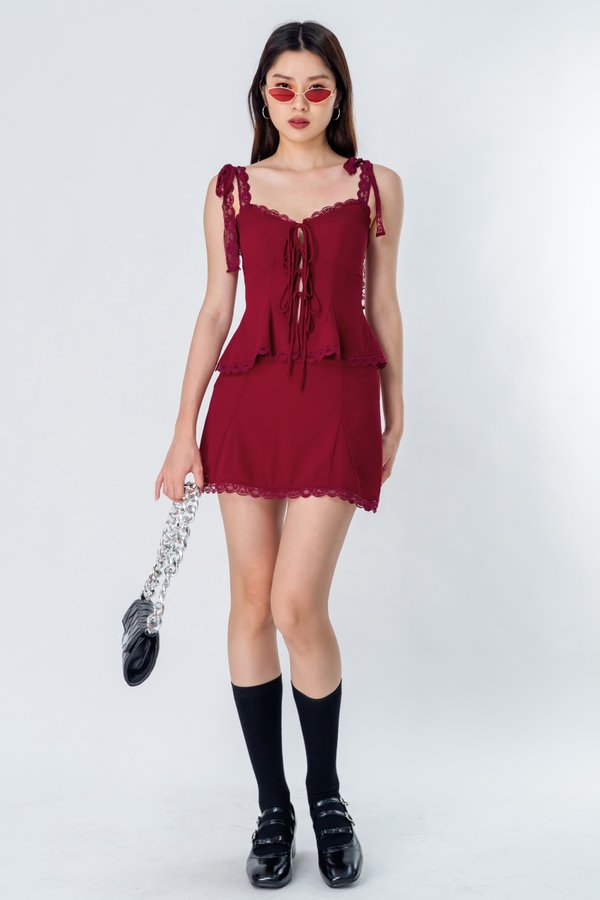 SET: Flair Lace Trim Ribbon Top + Panache Lace Trim Skirt