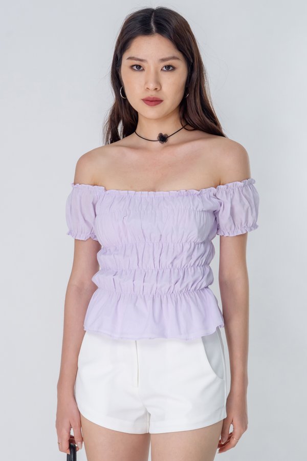 Confection Tiered Tie Top in Pale Lavender