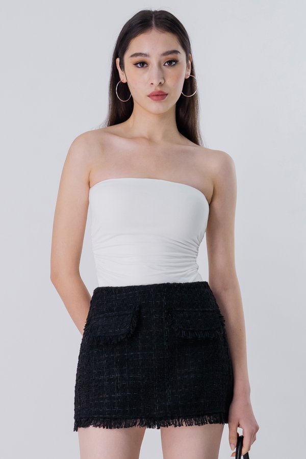 Guerilla Tweed Raw Hem Skirt in Black