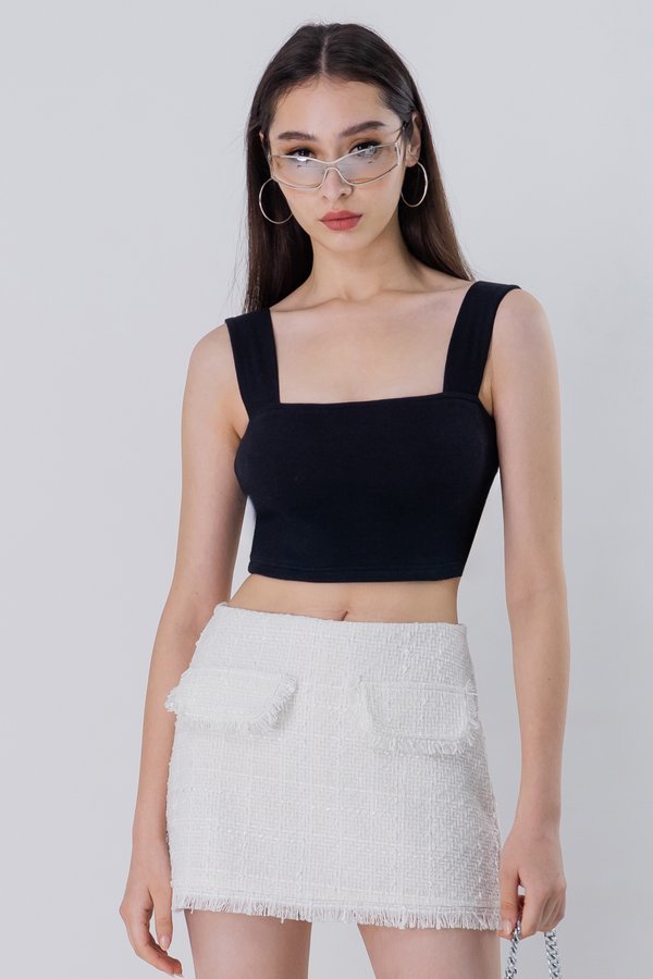 Guerilla Tweed Raw Hem Skirt in Ivory