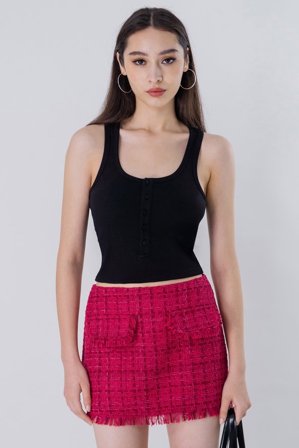 Bolted Button Racer Top in Black