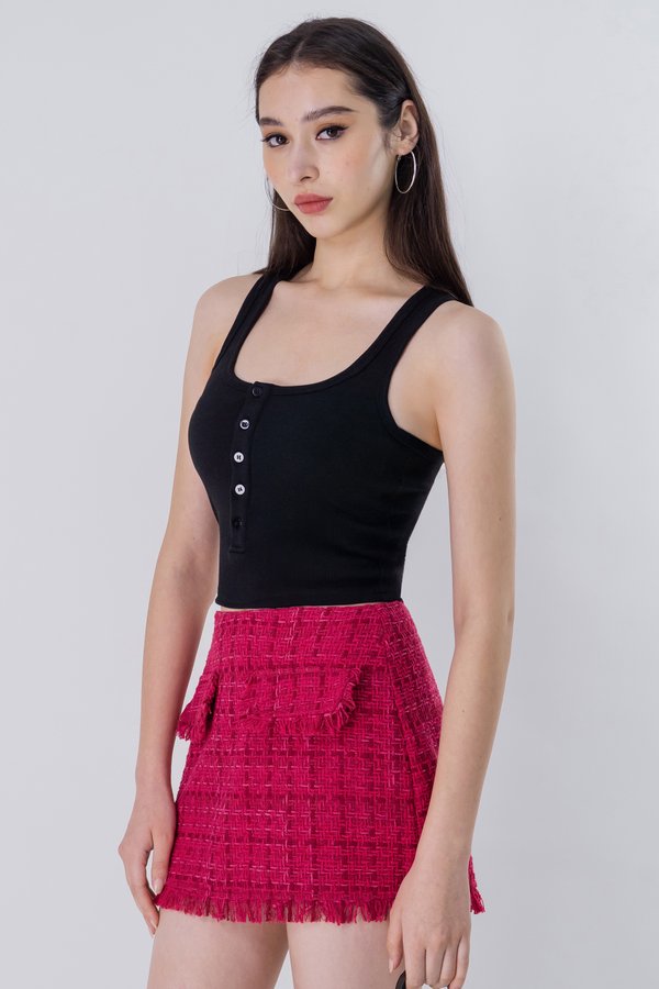 Bolted Button Racer Top in Black