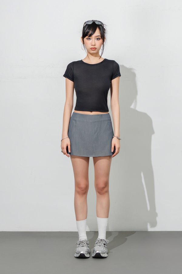 Thru Burn Out Baby Tee in Shadow