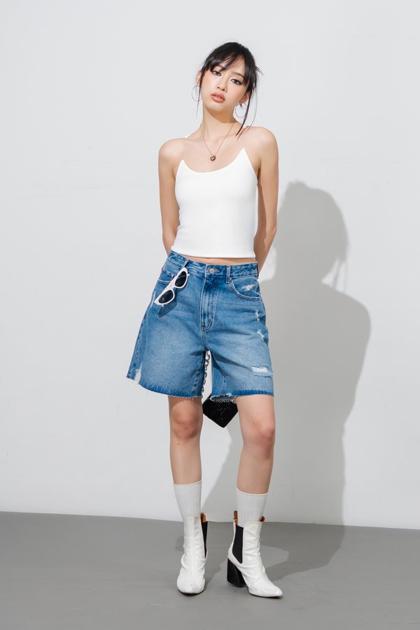 Phantom Ribbed Padded Racer Top in White