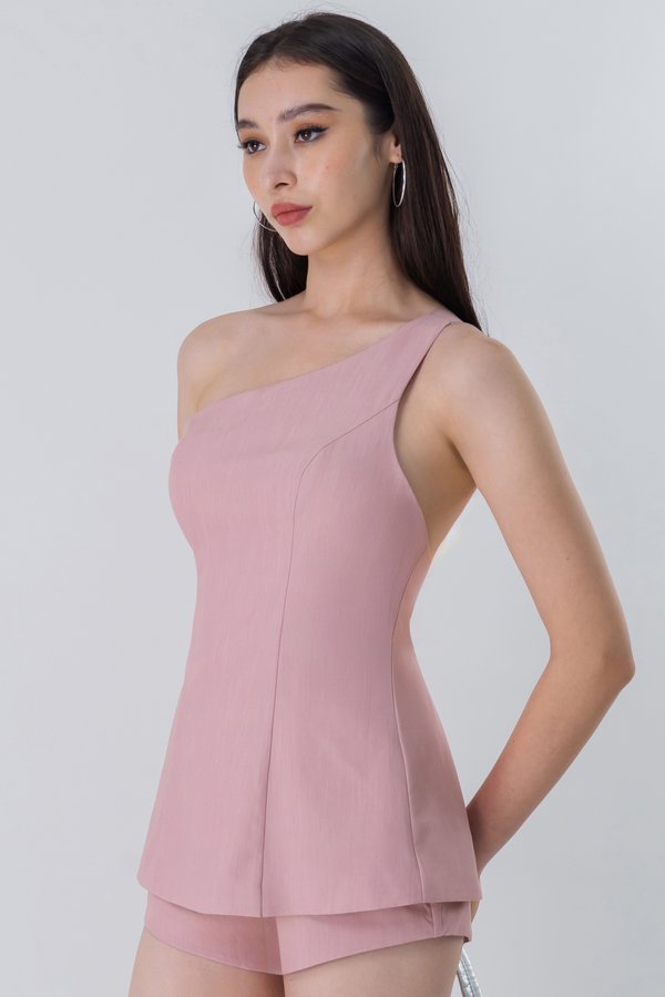 Stun Toga Padded Buckle Top in Rose