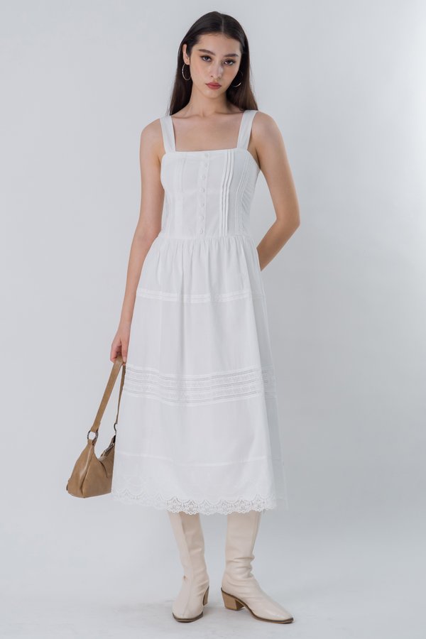 Allure Panel Midaxi Dress in White