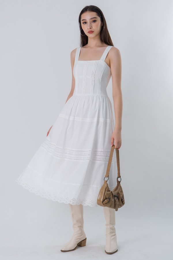 Allure Panel Midaxi Dress in White