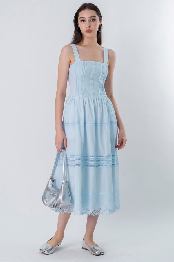 Allure Panel Midaxi Dress in Sky Blue