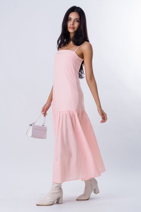 Sunshine Linen Flare Maxi Dress in Rose