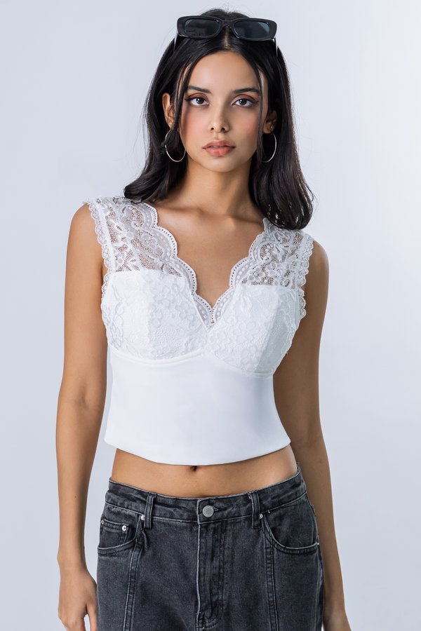 Deny Lace Top in White