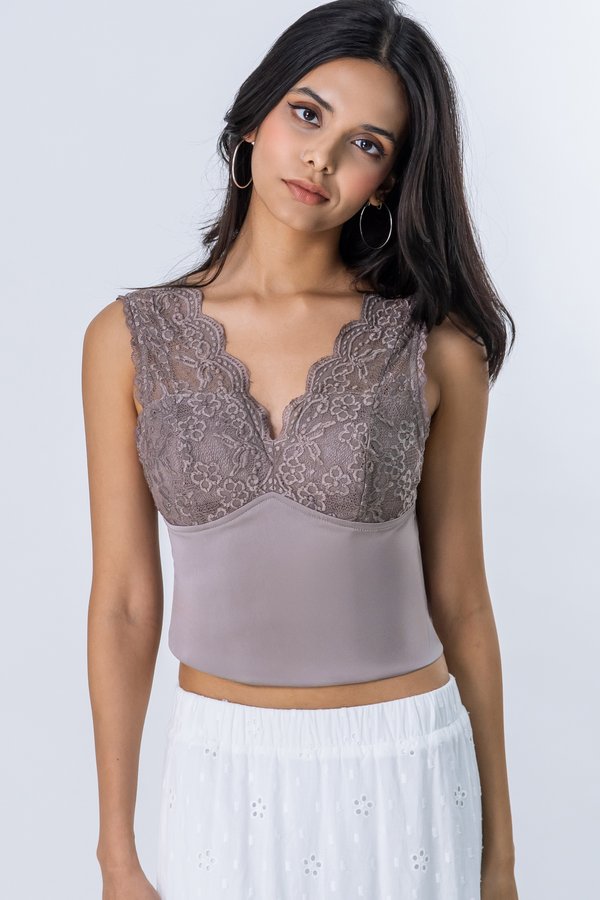 Deny Lace Top in Slate Grey
