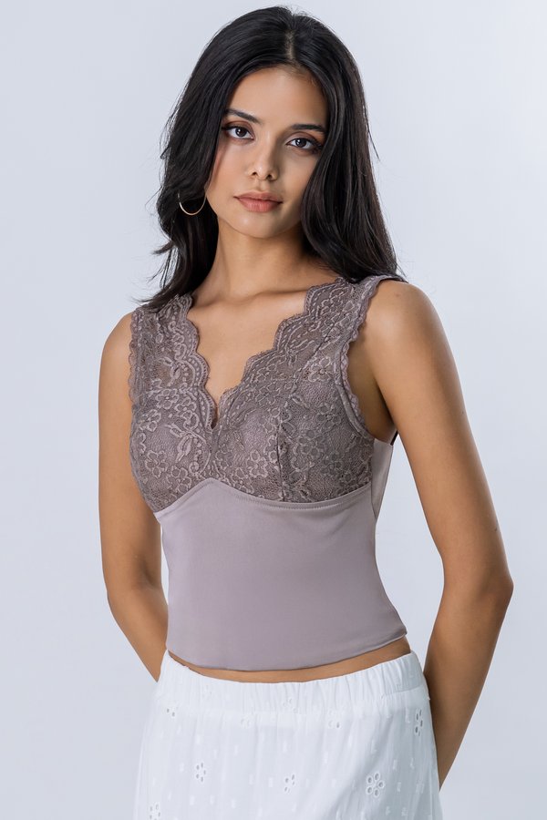Deny Lace Top in Slate Grey