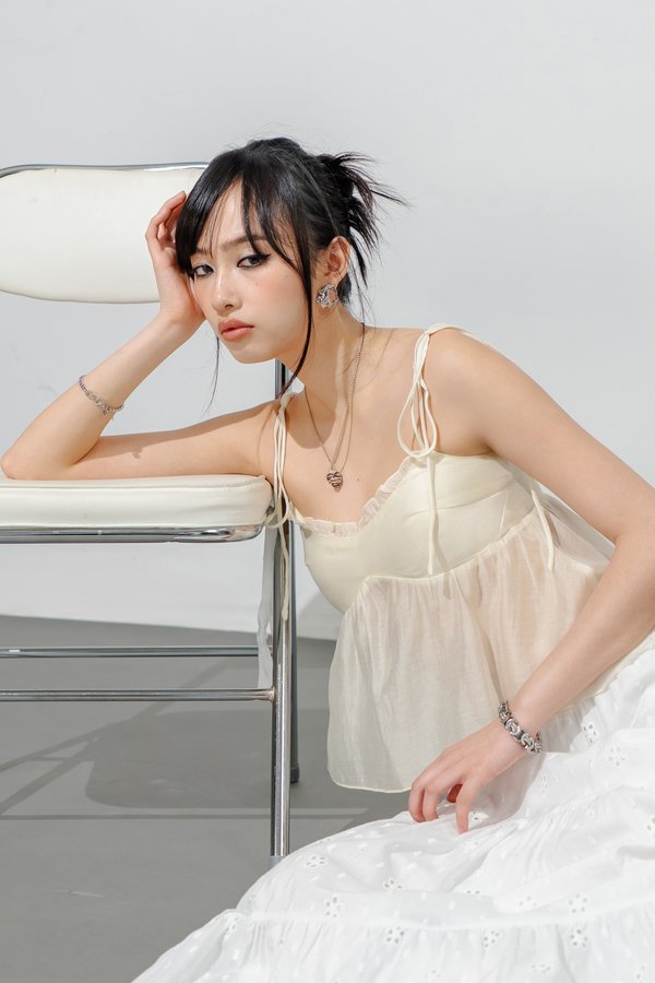 Transit Ribbon Sheer Top in Butter Cream
