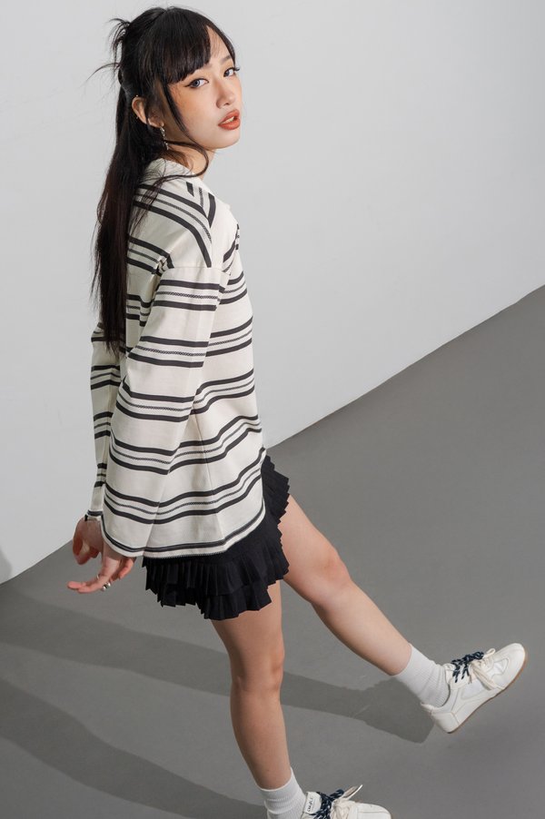 Scrum Rugby Striped Oversized Tee in White