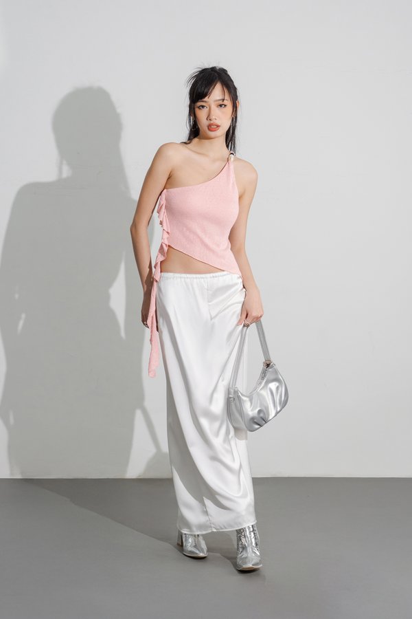 Agile Toga Beaded Top in Bubble Pink