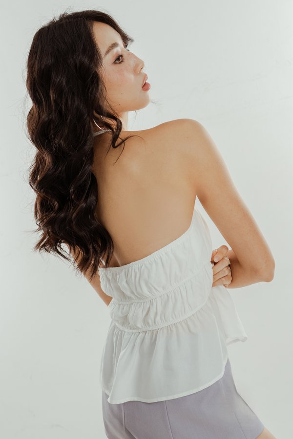 Go Back Tiered Low Back Top in White