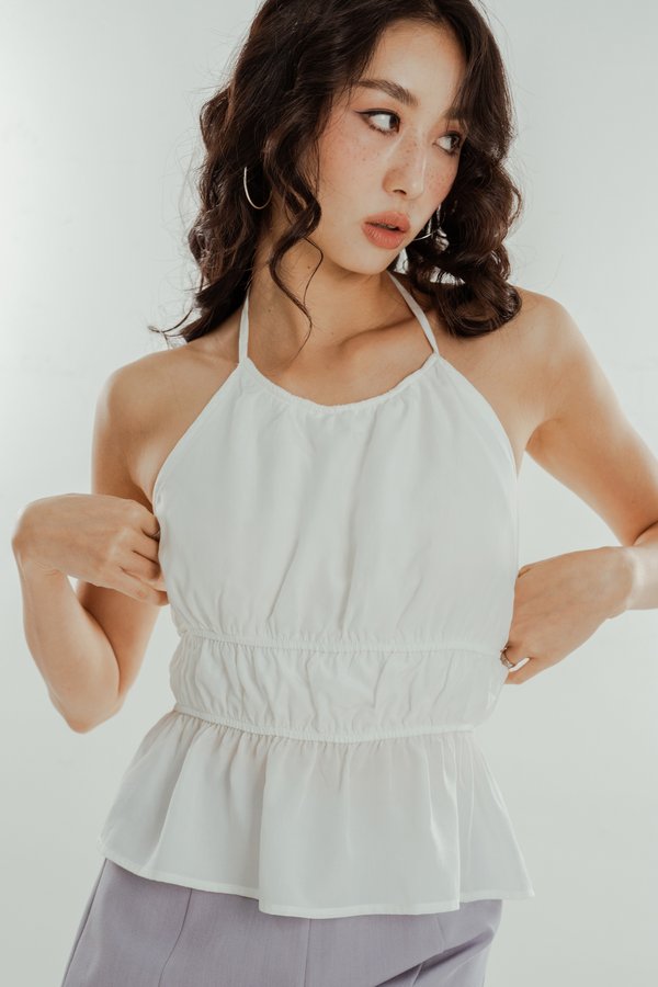 Go Back Tiered Low Back Top in White