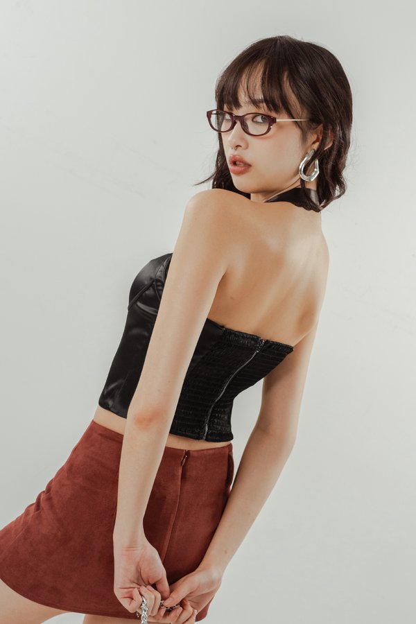 GNO Lace Halter Top in Black