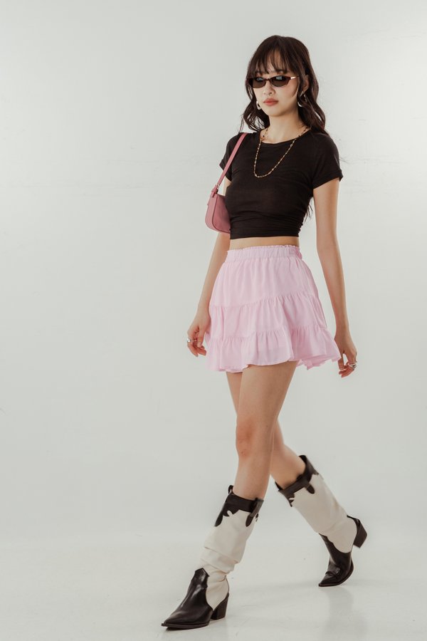 Levels Tiered Skirt in Cotton Candy Pink
