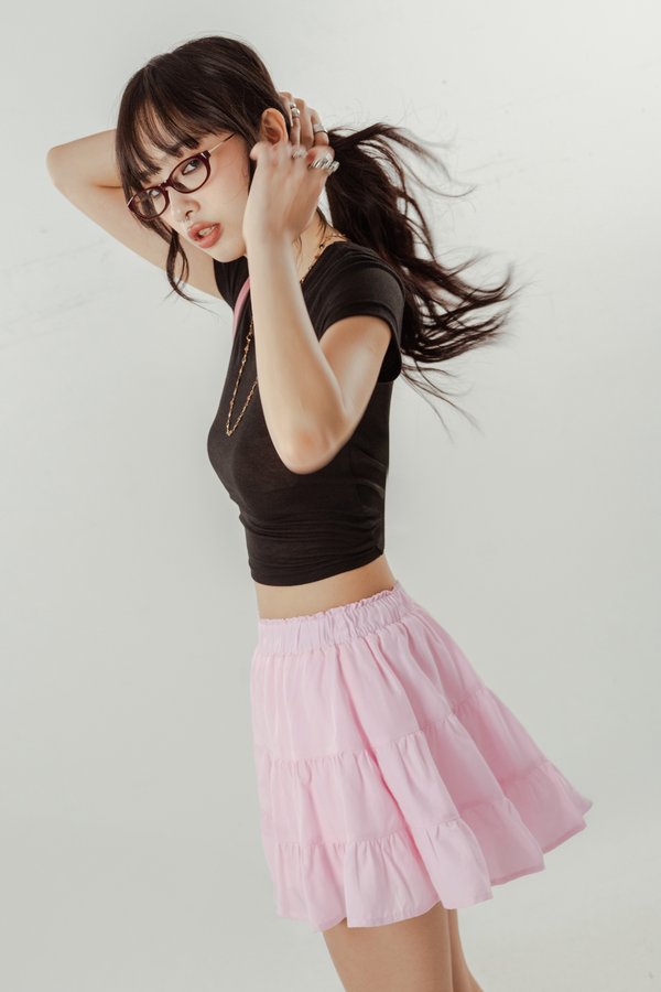 Levels Tiered Skirt in Cotton Candy Pink