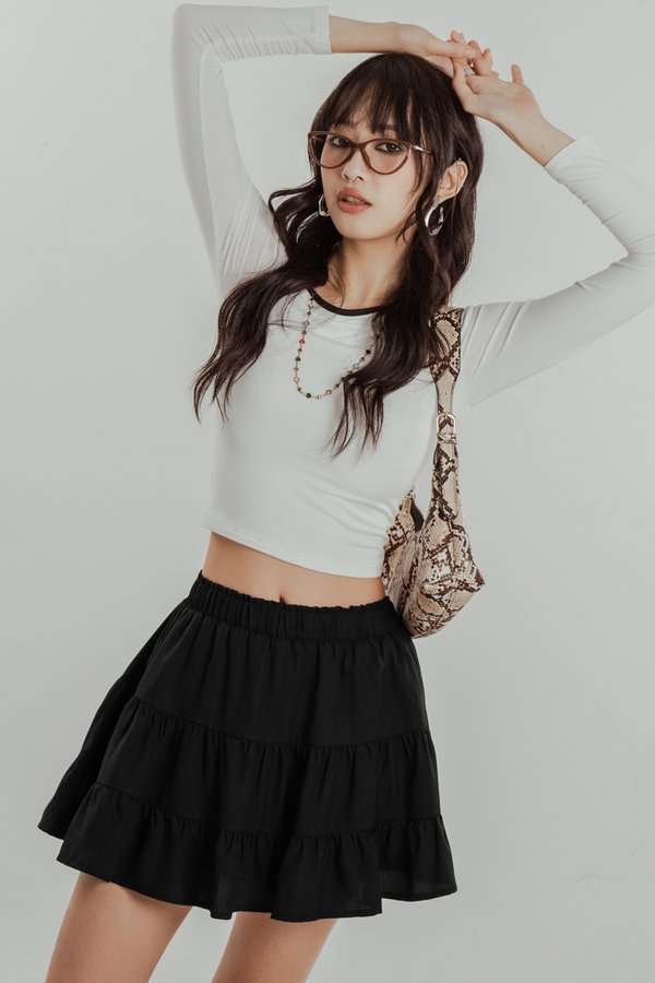Levels Tiered Skirt in Black