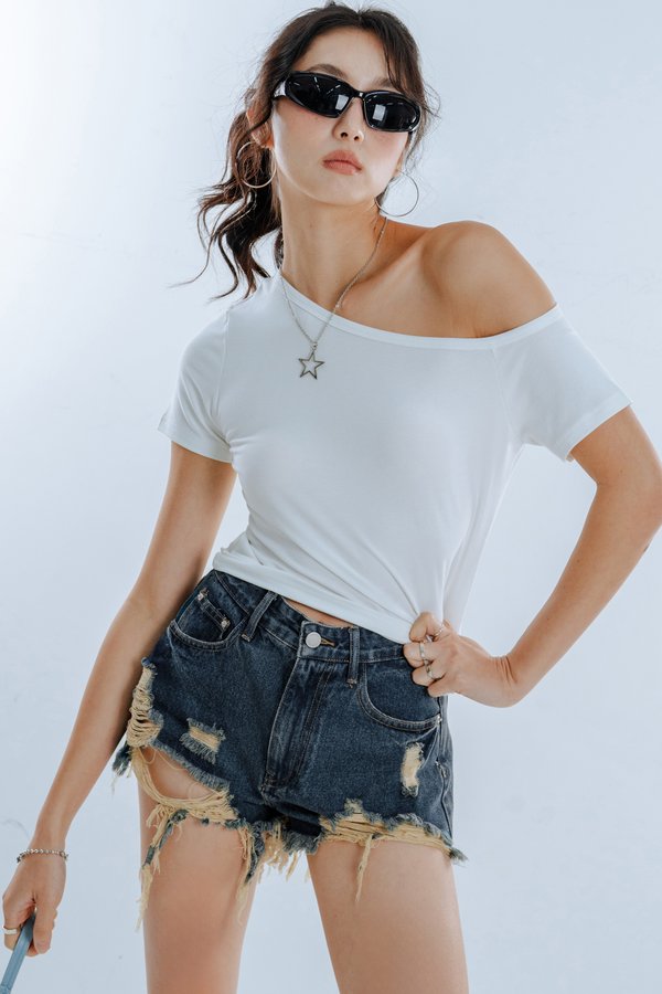 Ease Up Off Shoulder Top in White
