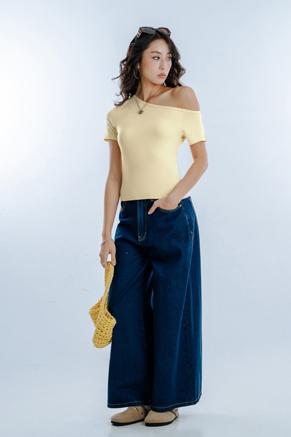 Ease Up Off Shoulder Top in Butter Yellow