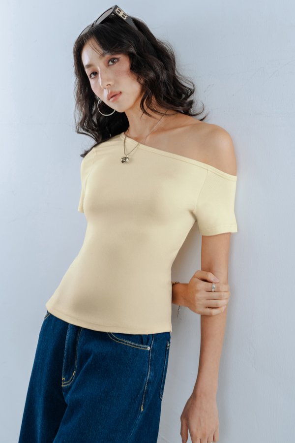 Ease Up Off Shoulder Top in Butter Yellow