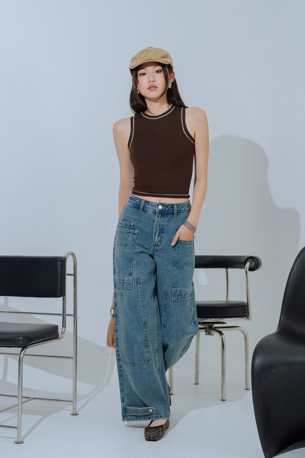 Duct Contrast Tank Top in Espresso