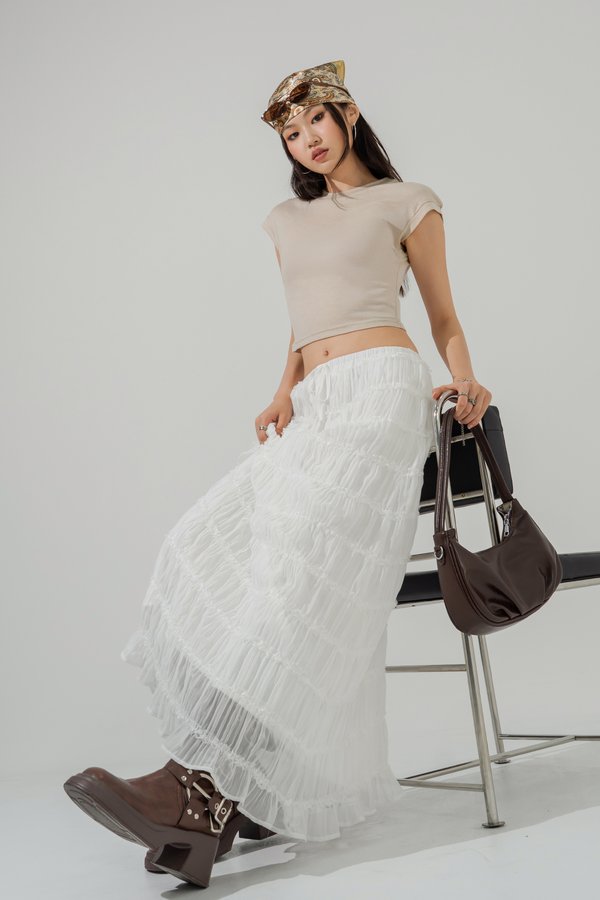Tucked Cuffed Top in Sand