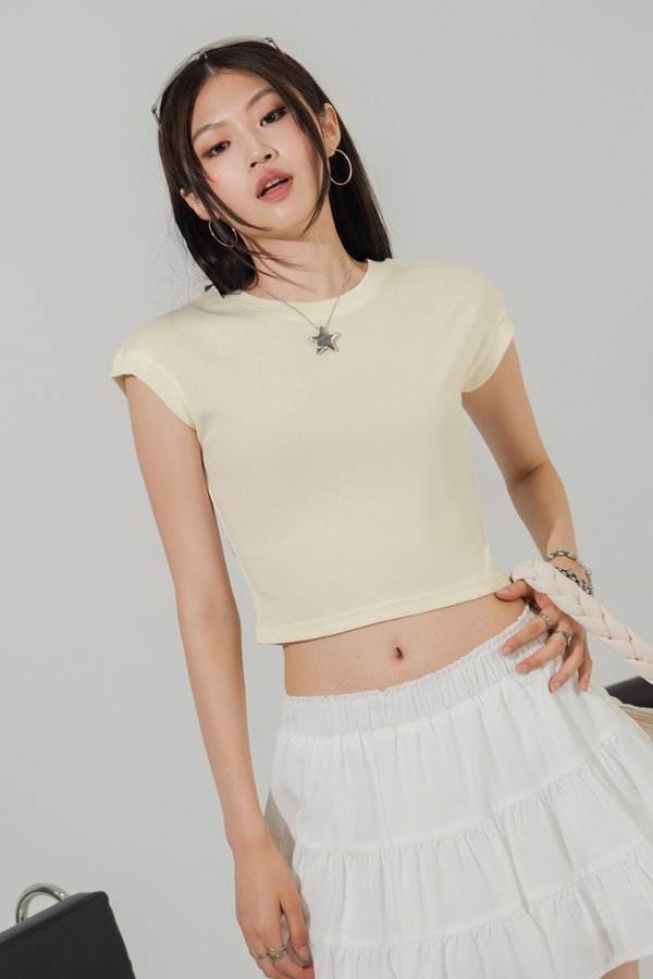 Tucked Cuffed Top in Off White