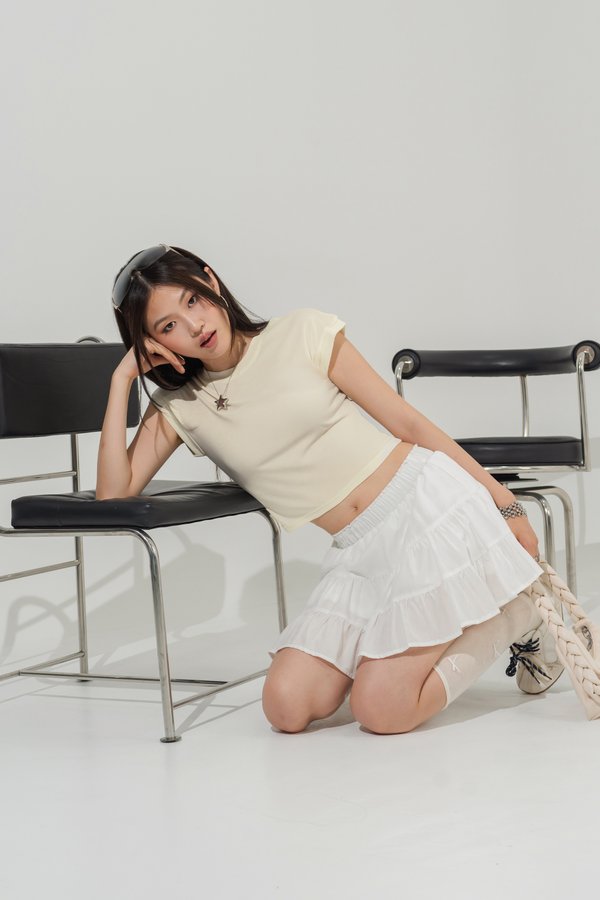 Tucked Cuffed Top in Off White
