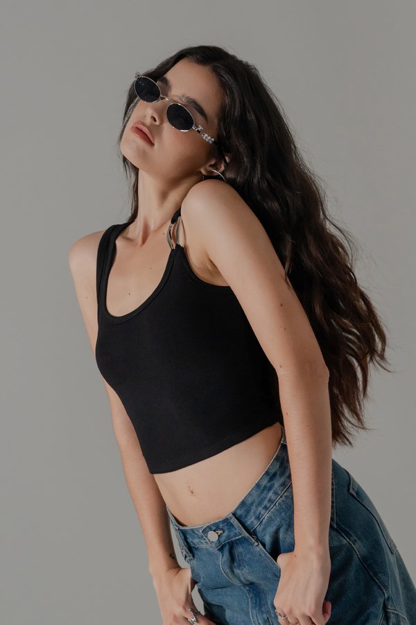 Treasure Buckle Tank Top in Black