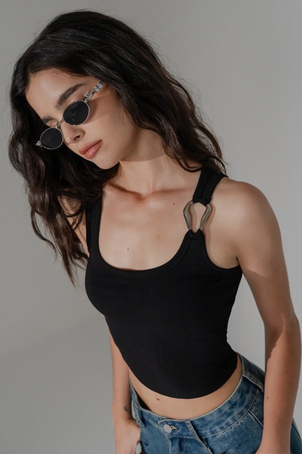 Treasure Buckle Tank Top in Black