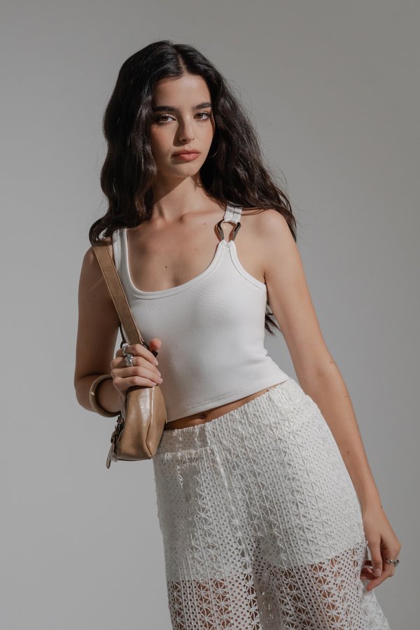 Treasure Buckle Tank Top in White