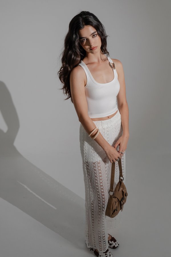 Treasure Buckle Tank Top in White