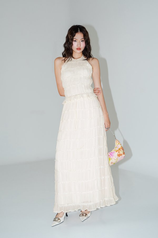 Revive Tiered Maxi Skirt in Porcelain