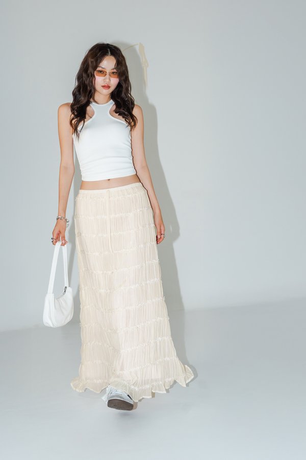 Revive Tiered Maxi Skirt in Porcelain