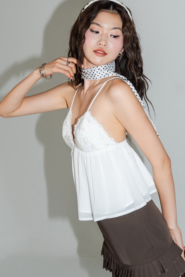 Lust Lace Chiffon Padded Top in White