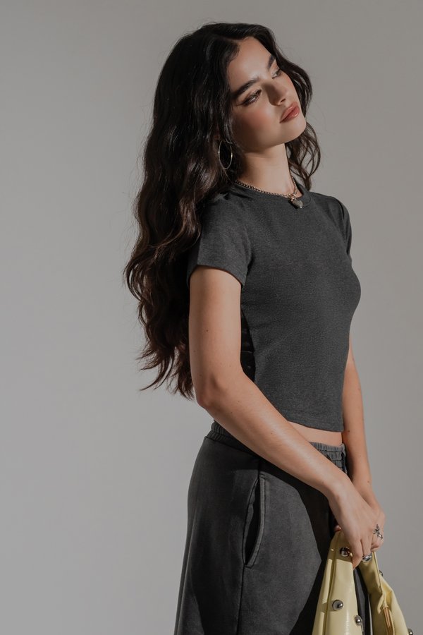 Only Basic Tee Top in Dark Grey
