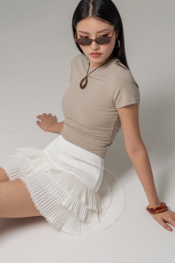 Ever After Tiered Lace Skirt in White