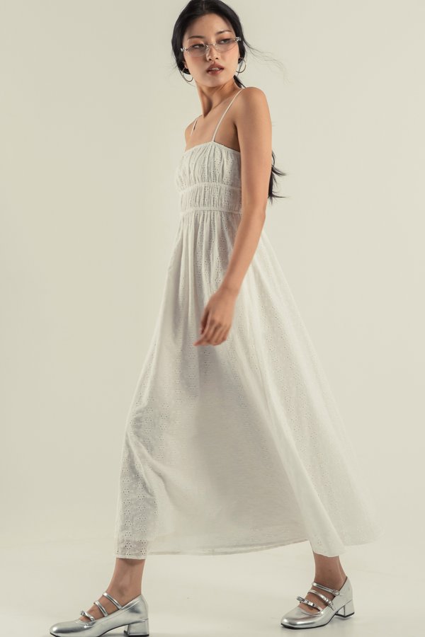 Aperture Eyelet Dress in White