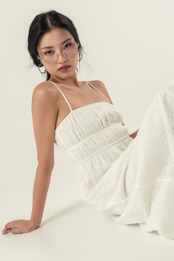 Aperture Eyelet Dress in White