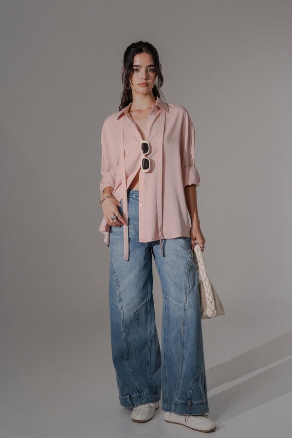 Rein Multiway Button Shirt in Shadow Pink
