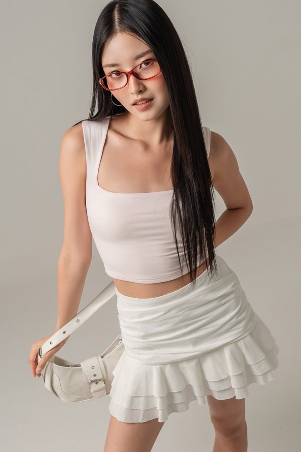 Cupcakes Linen Ruched Skirt in White