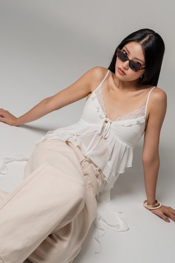 Tides Ruffle Layered Top in White